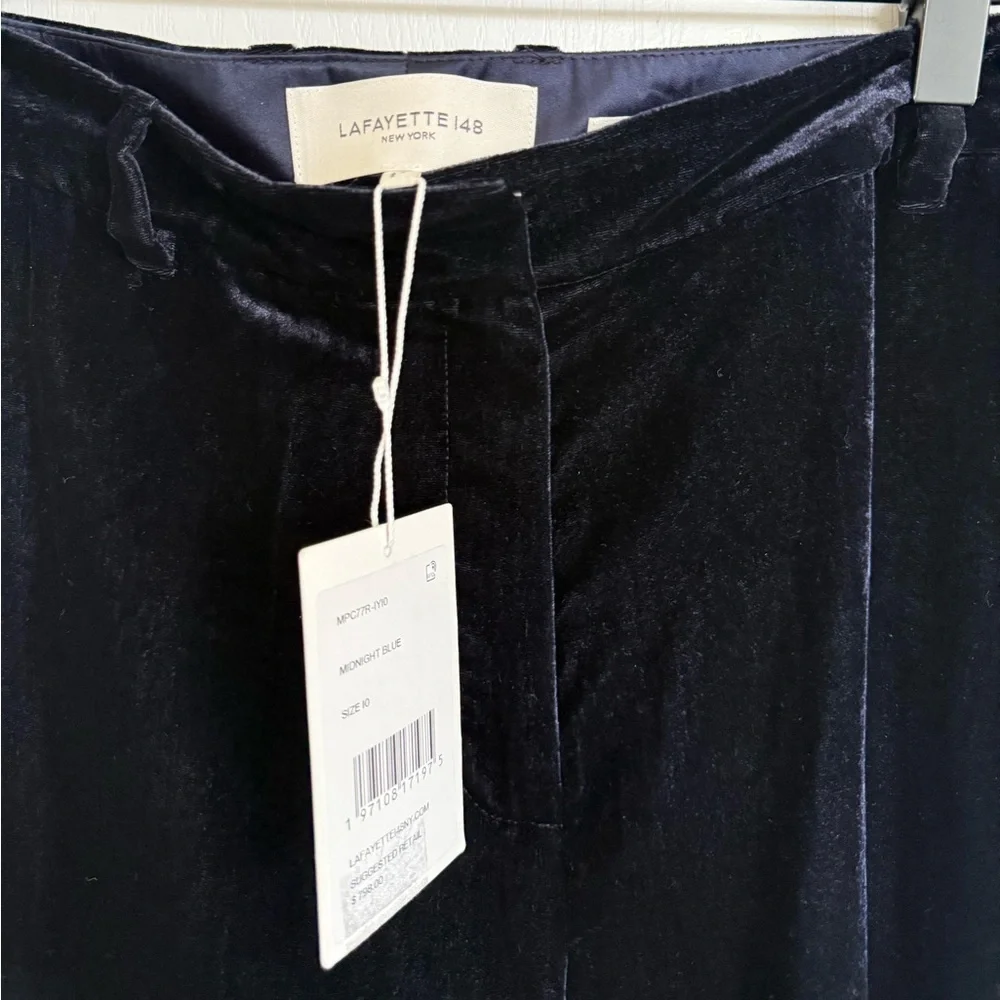 Lafayette 148 NEW Gates Wide Leg Velvet Pants in Midnight Blue